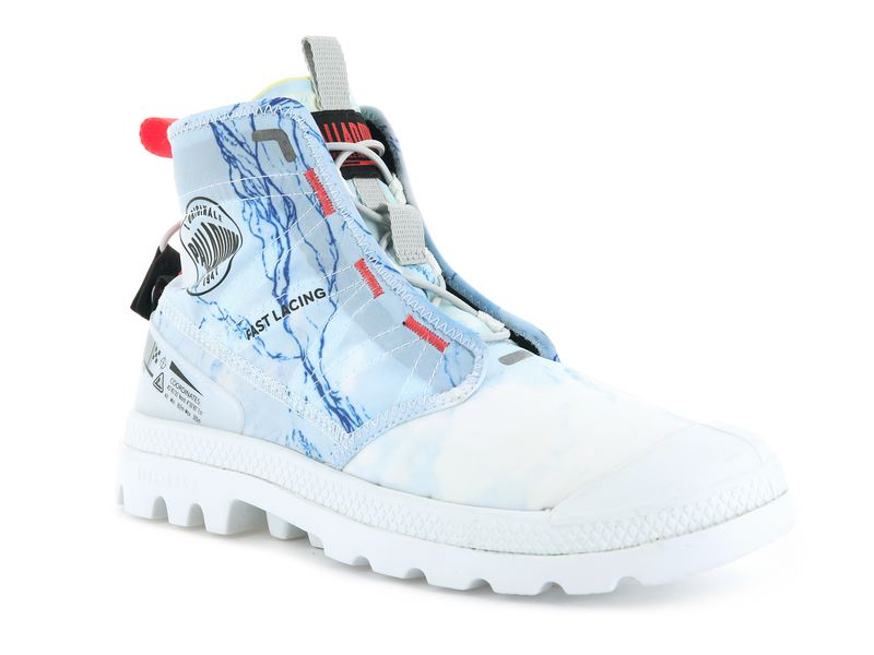 Glacier Print Men's Palladium Pampa Travel Lite E High Tops | Israel  PFRVXW-270