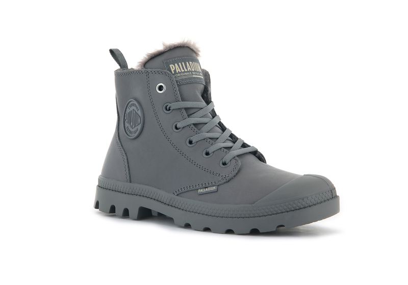 Gray Flannel Women's Palladium Pampa Hi Zip Leather S Boots | Israel  PWBGNE-218