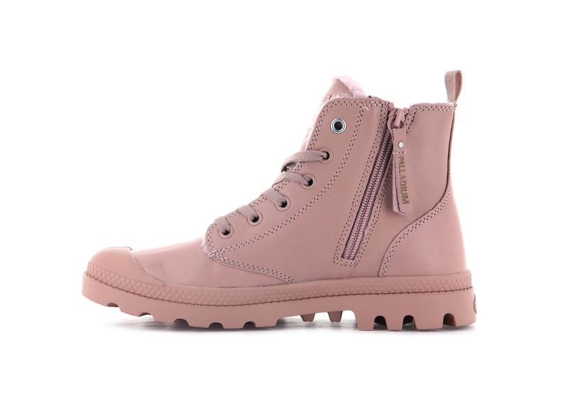 Misty Rose Women's Palladium Pampa Hi Zip Leather S High Tops | Israel  MRJOUP-271