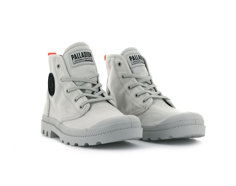 Moon Grey Women's Palladium Pampa Hi Twill High Tops | Israel  DLAHFV-104