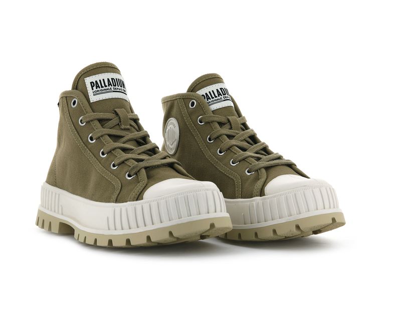 Olive Kids' Palladium Pallashock Mid Og High Tops | Israel  BKYDMA-719