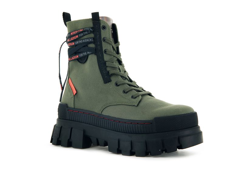 Olive Night Women's Palladium Revolt Tx Boots | Israel  JAUPZS-196