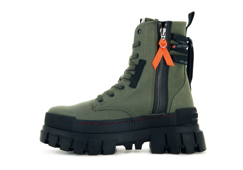 Olive Night Women's Palladium Revolt Tx Boots | Israel  JAUPZS-196