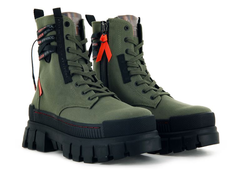 Olive Night Women's Palladium Revolt Tx Boots | Israel  JAUPZS-196