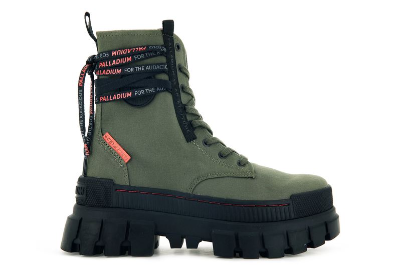 Olive Night Women\'s Palladium Revolt Tx Boots | Israel  JAUPZS-196