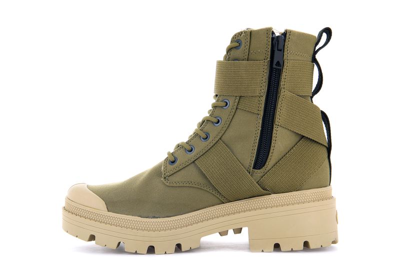 Olive Women's Palladium Pallabase Tact S Tx High Tops | Israel  CBPGDO-053