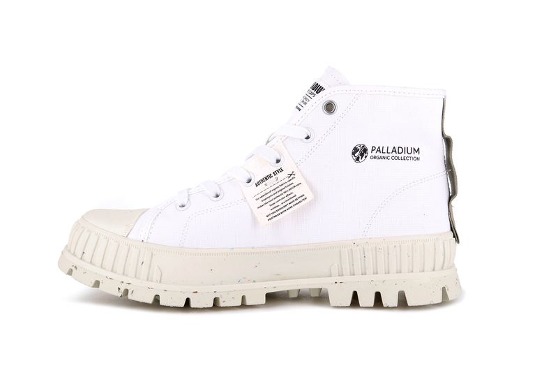 Star White Kids' Palladium Pallashock Mid Organic High Tops | Israel  RPEXUB-743