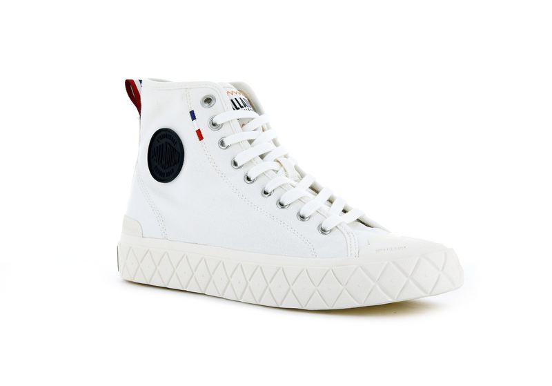 Star White Men's Palladium Palla Ace Canvas Mid High Tops | Israel  NRSEXD-806