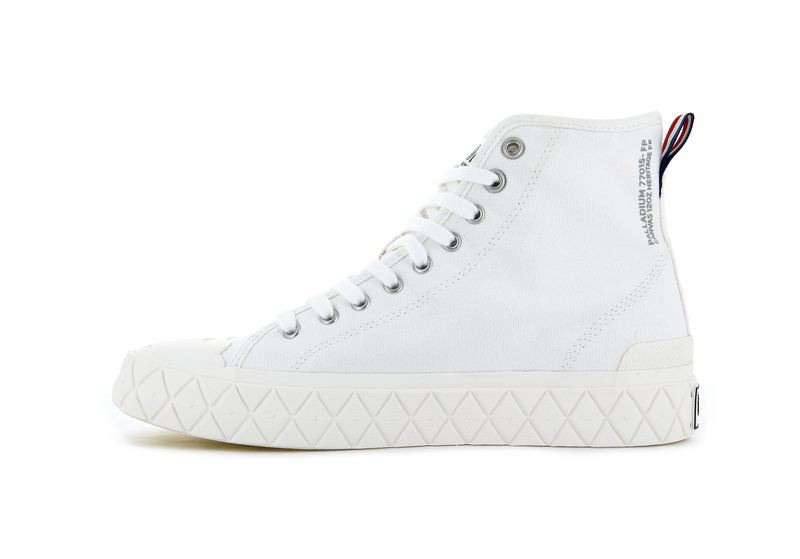 Star White Women's Palladium Palla Ace Canvas Mid High Tops | Israel  JLHAUQ-145