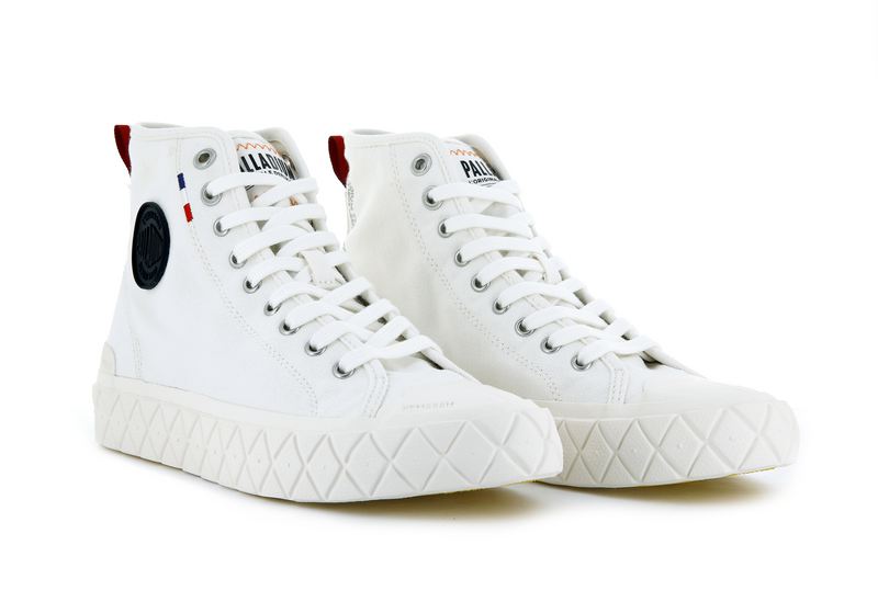 Star White Women's Palladium Palla Ace Canvas Mid High Tops | Israel  JLHAUQ-145