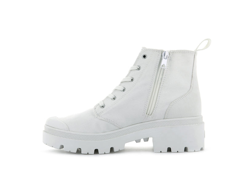 Star White Women's Palladium Pallabase Twill Boots | Israel  HBJVZQ-064