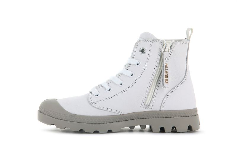 Star White Women's Palladium Pampa Hi Zip Sl Boots | Israel  LPQIZH-827