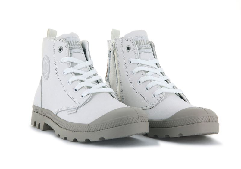 Star White Women's Palladium Pampa Hi Zip Sl Boots | Israel  LPQIZH-827