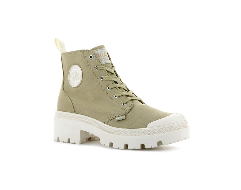 Taupe Women's Palladium Pallabase Twill Boots | Israel  OIAEPL-051