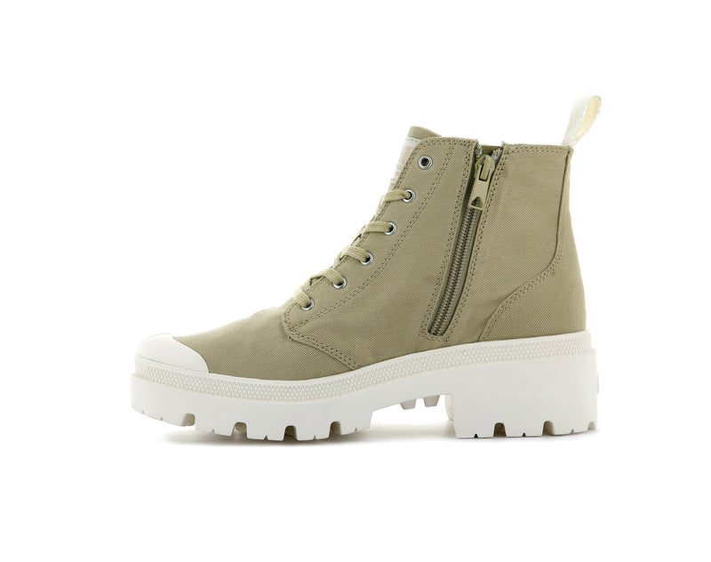 Taupe Women's Palladium Pallabase Twill Boots | Israel  OIAEPL-051