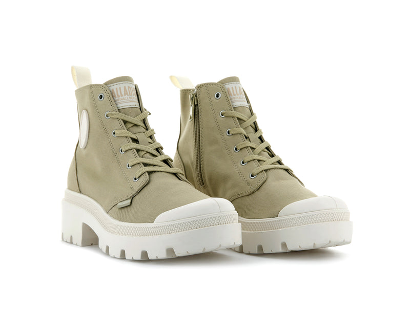 Taupe Women's Palladium Pallabase Twill Boots | Israel  OIAEPL-051