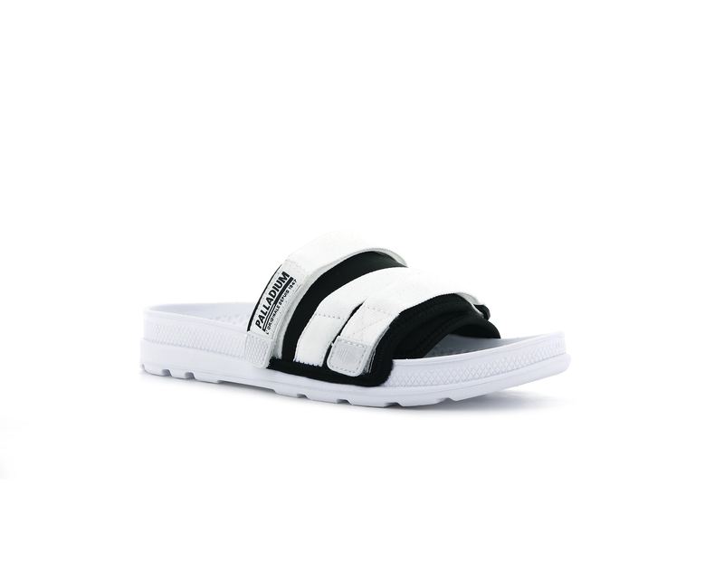 White/Black Women's Palladium Solea Slides | Israel  FBHPJM-842