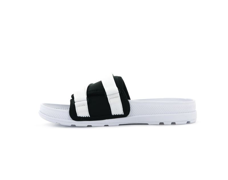 White/Black Women's Palladium Solea Slides | Israel  FBHPJM-842