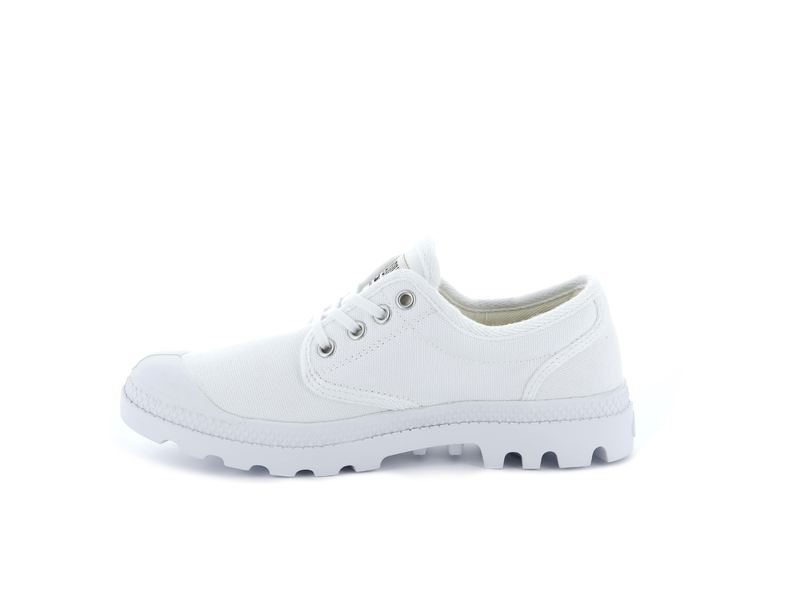 White/White Men's Palladium Pampa Oxford Originale Low Tops | Israel  CSDYVK-076