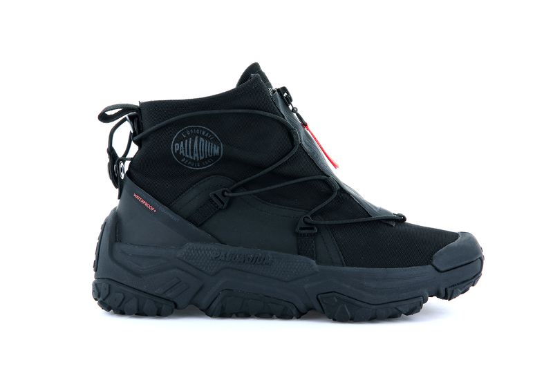 Black/Black Men's Palladium Off-Grid Hi Zip Waterproof + Low Tops | Israel VIBJMT-413