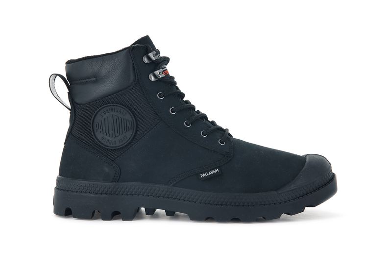 Black/Black Men's Palladium Pampa Shield Wp+ Lux High Tops | Israel ITJCRN-134