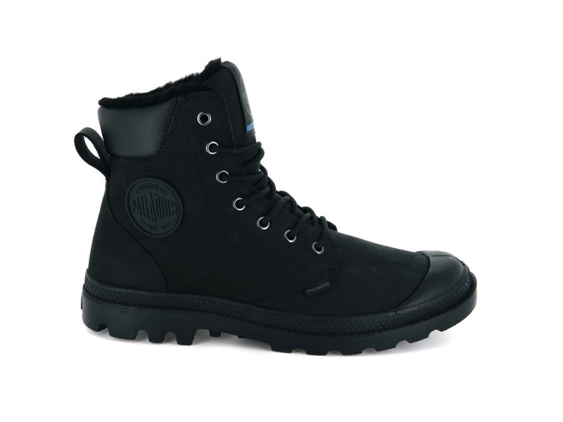 Black/Black Men's Palladium Pampa Sport Cuff Wps Boots | Israel AHLMJK-209