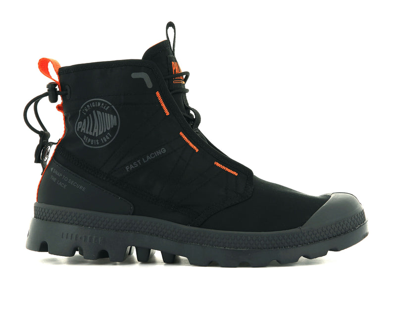 Black/Black Men's Palladium Pampa Travel Lite Boots | Israel WXAHPY-081