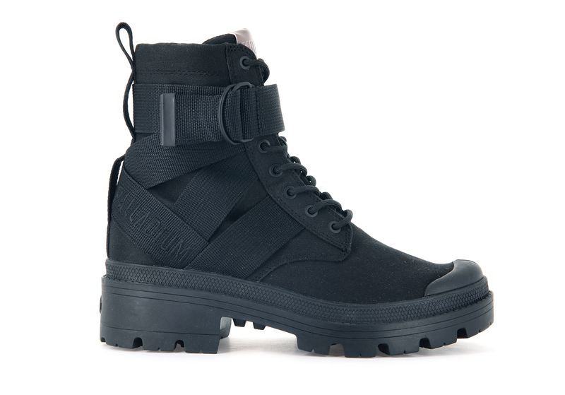 Black/Black Women's Palladium Pallabase Tact S Tx Boots | Israel BDWSMV-103