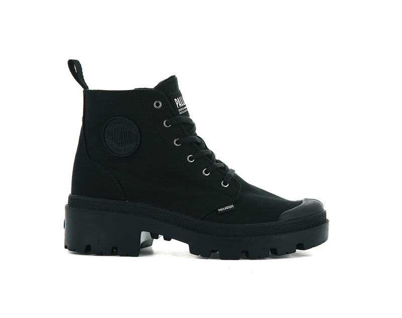 Black/Black Women's Palladium Pallabase Twill Boots | Israel HJMRND-098