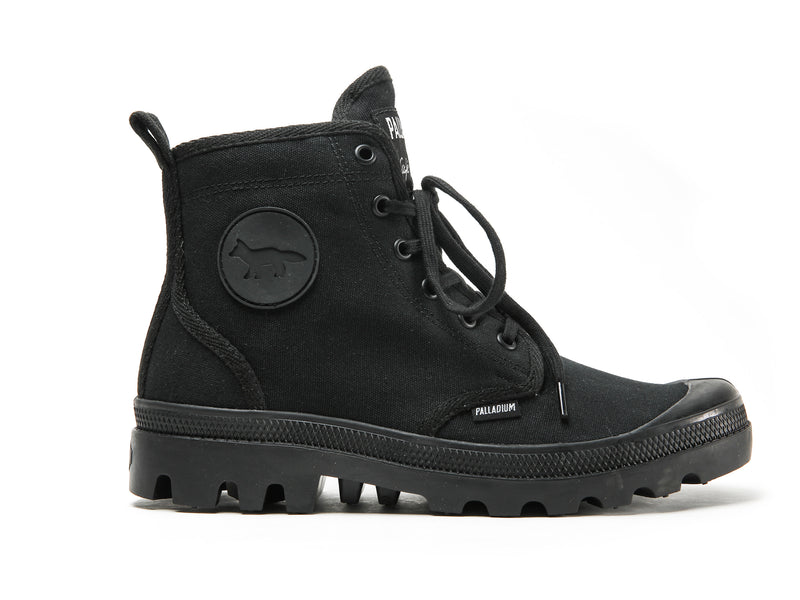 Black/Black Women's Palladium Pallabrousse X Kitsune Boots | Israel BLKUJA-905