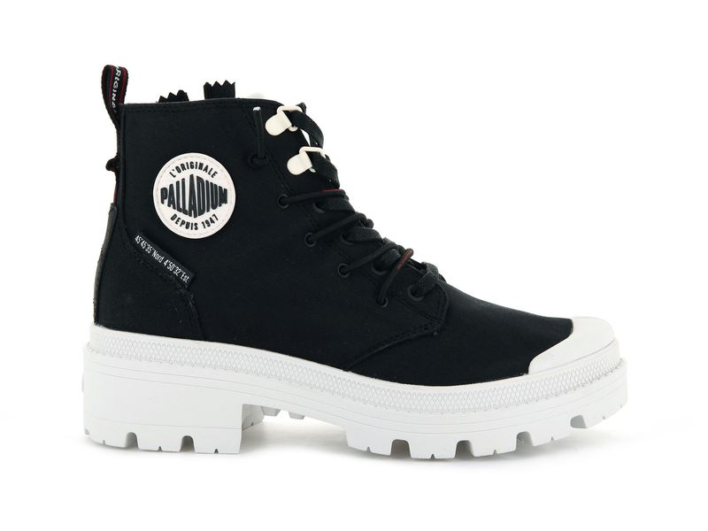 Black/Marshmallow Women's Palladium Pallabase Metro High Tops | Israel TGNCUI-387