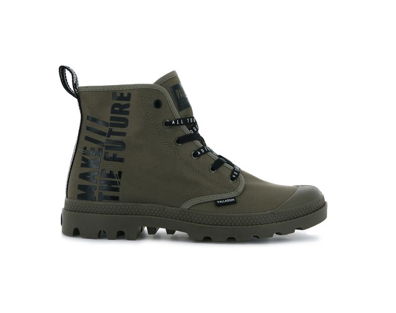 Dusky Green Kids' Palladium Pampa Hi Future Boots | Israel NMTVQH-946