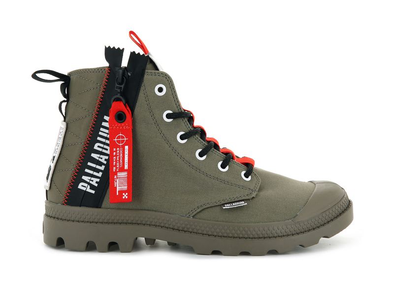 Dusky Green Men's Palladium Pampa Hi Ticket To Earth Boots | Israel DANETU-467