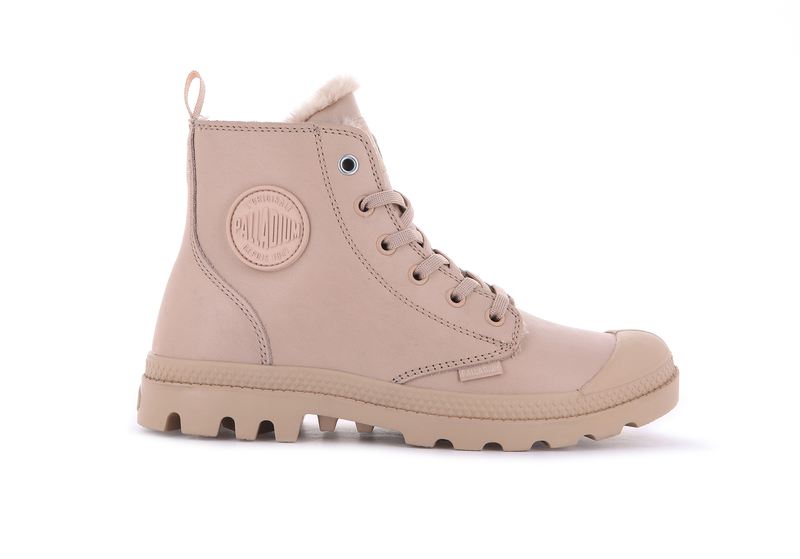 Nude Light Women's Palladium Pampa Hi Zip Leather S Boots | Israel OICPFT-823