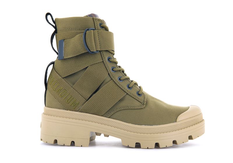 Olive Women's Palladium Pallabase Tact S Tx High Tops | Israel CBPGDO-053