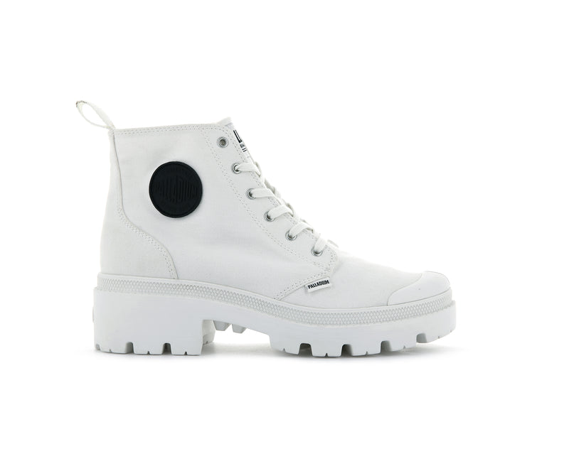 Star White Women's Palladium Pallabase Twill High Tops | Israel EXGSUP-729