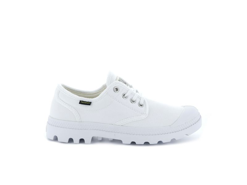 White/White Women's Palladium Pampa Oxford Originale Low Tops | Israel QRSGMU-264